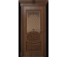 Межкомнатная дверь экошпон ВИТЕЛИЯ со стеклом Дуб янтарный патина чёрная 700х2000