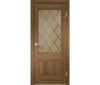 Межкомнатная дверь экошпон ALTO со стеклом 2V без притвора Орех золотой 900х2000