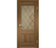 Межкомнатная дверь экошпон ALTO со стеклом 2V без притвора Орех золотой 900х2000