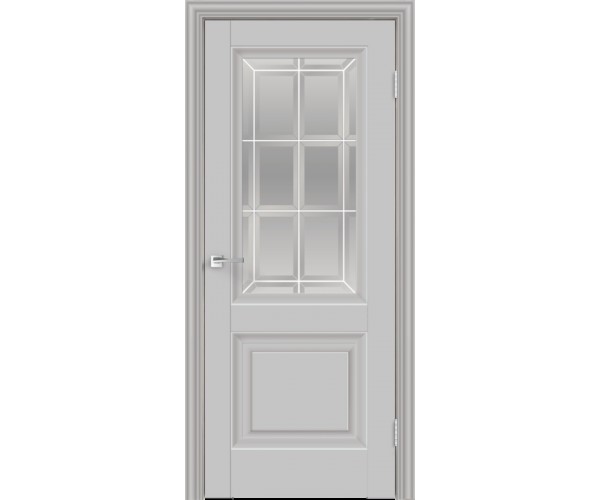 Межкомнатная дверь экошпон ALTO 8 со стеклом без притвора Эмалит серый 600х2000