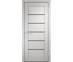 Межкомнатная дверь экошпон LINEA 1 со стеклом без притвора Дуб белый 800х2000