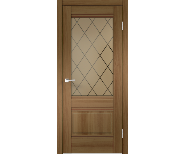 Межкомнатная дверь экошпон ALTO со стеклом 2V без притвора Орех золотой 800х2000