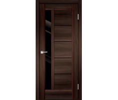 Межкомнатная дверь экошпон PREMIER 3 со стеклом без притвора Орех каштан 900х2000