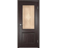 Межкомнатная дверь шпон ЛОРД багет тиснение со стеклом цвет Дуб патинированный 600х2000