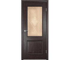 Межкомнатная дверь шпон ЛОРД багет тиснение со стеклом цвет Дуб патинированный 600х2000