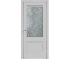 Межкомнатная дверь экошпон ALTO со стеклом 2V без притвора Эмалит серый 900х2000