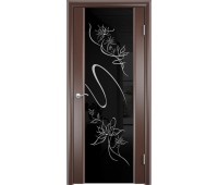 Межкомнатная дверь шпон АЛЬМЕКА со стеклом цвет Тонированный черный дуб 600х2000