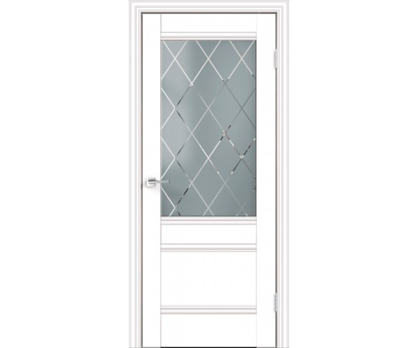 Межкомнатная дверь экошпон ALTO 20 со стеклом 2V без притвора Эмалит белый 900х2000