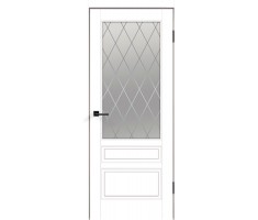 Межкомнатная дверь эмаль SCANDI со стеклом 3V без притвора Белый 600х2000