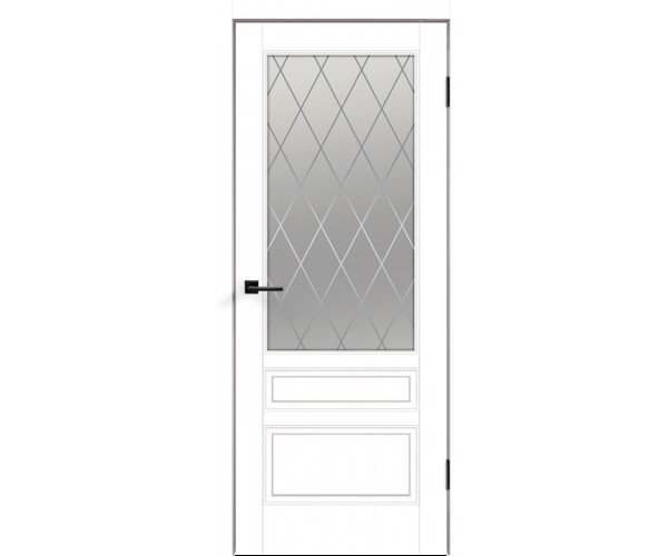 Межкомнатная дверь эмаль SCANDI со стеклом 3V без притвора Белый 600х2000