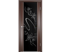 Межкомнатная дверь шпон АЛЬМЕКА со стеклом цвет Тонированный черный дуб 400х2000