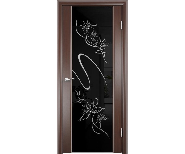 Межкомнатная дверь шпон АЛЬМЕКА со стеклом цвет Тонированный черный дуб 400х2000