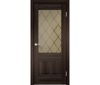 Межкомнатная дверь экошпон ALTO со стеклом 2V без притвора Орех каштан 700х2000