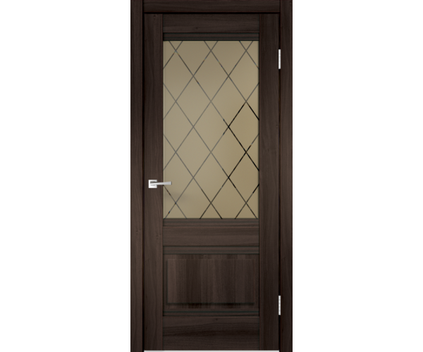 Межкомнатная дверь экошпон ALTO со стеклом 2V без притвора Орех каштан 700х2000