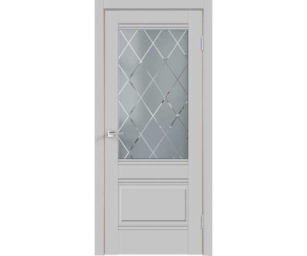 Межкомнатная дверь экошпон ALTO со стеклом 2V без притвора Эмалит серый 600х2000