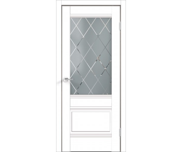 Межкомнатная дверь экошпон ALTO со стеклом 2V без притвора Эмалит белый 900х2000