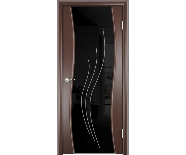 Межкомнатная дверь шпон РИО со стеклом цвет Тонированный черный дуб 700х2000